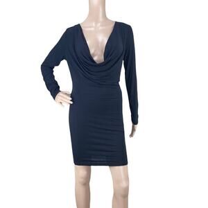 Toby Heart Ginger Women's Black Cowl Neck Long Sleeve Bodycon Mini Dress XS